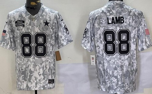 Men's Dallas Cowboys #88 CeeDee Lamb Limited Arctic Camo 2024 Salute to Service Jersey