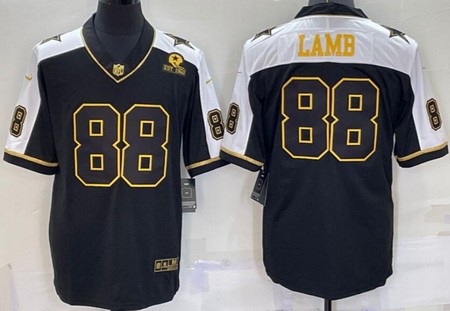 Men's Dallas Cowboys #88 CeeDee Lamb Limited Black Gold Alternate Vapor Jersey