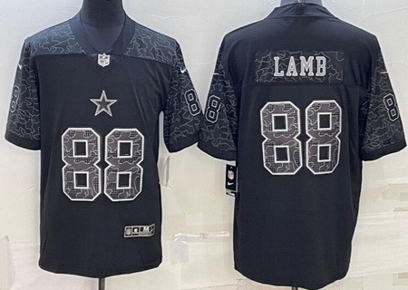 Men's Dallas Cowboys #88 CeeDee Lamb Limited Black RFLCTV Jersey