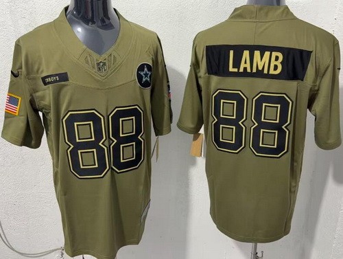 Men's Dallas Cowboys #88 CeeDee Lamb Limited Green 2025 Salute To Service Jersey
