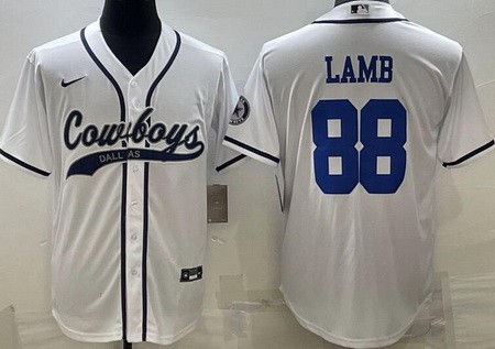 Men's Dallas Cowboys #88 CeeDee Lamb Limited White Baseball Jersey