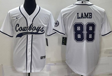 Men's Dallas Cowboys #88 CeeDee Lamb Limited White Rush Baseball Jersey