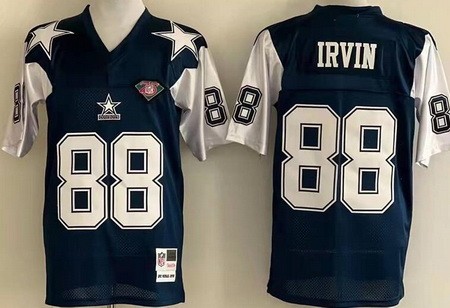 Men's Dallas Cowboys #88 Michael Irvin Navy 1992 Throwback Jersey