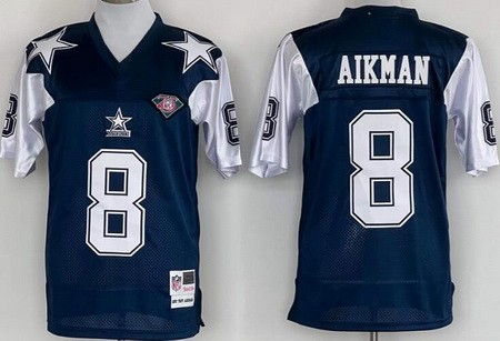 Men's Dallas Cowboys #8 Troy Aikman Navy 1992 Throwback Jersey