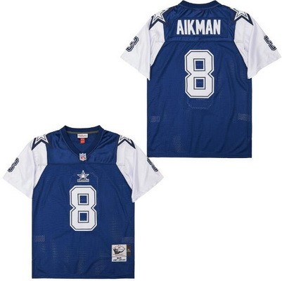Men's Dallas Cowboys #8 Troy Aikman Navy 1995 Throwback Jersey