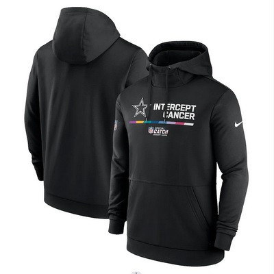 Men's Dallas Cowboys Black 2022 Crucial Catch Therma Performance Pullover Hoodie