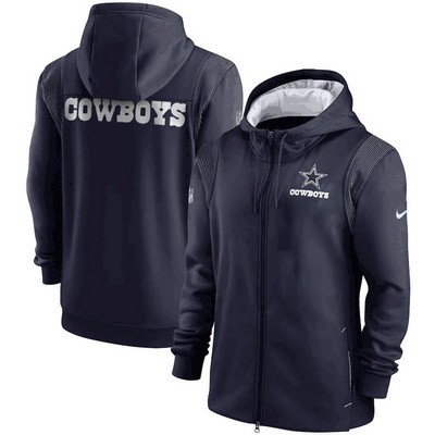 Men's Dallas Cowboys Black Performance Sideline Lockup Full Zip Hoodie