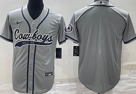 Men's Dallas Cowboys Blank Gray Baseball Jersey