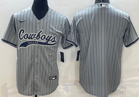 Men's Dallas Cowboys Blank Limited Gray Stripes Baseball Jersey