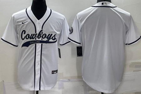 Men's Dallas Cowboys Blank White Baseball Jersey