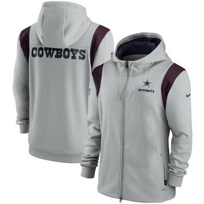 Men's Dallas Cowboys Gray Brown Performance Sideline Lockup Full Zip Hoodie