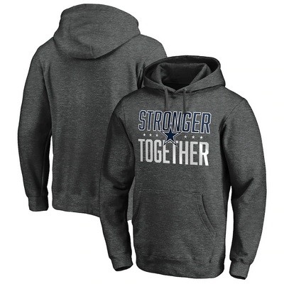 Men's Dallas Cowboys Heather Charcoal Stronger Together Printed Pullover Hoodie 0825