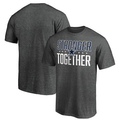 Men's Dallas Cowboys Heather Charcoal Stronger Together Printed T-Shirt 0912