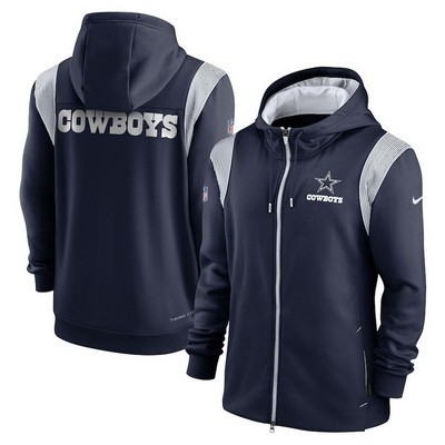 Men's Dallas Cowboys Navy Gray Performance Sideline Lockup Full Zip Hoodie