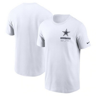Men's Dallas Cowboys White Sideline Infograph Lockup Performance T Shirt