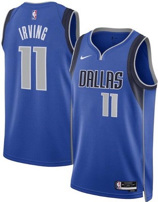 Men's Dallas Mavericks #11 Kyrie Irving Blue Heat Press Jersey