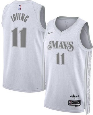 Men's Dallas Mavericks #11 Kyrie Irving White 2024 City Heat Press Jersey