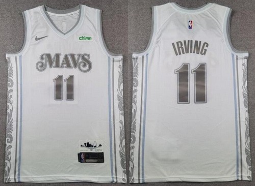 Men's Dallas Mavericks #11 Kyrie Irving White 2024 City Sponsor Swingman Jersey