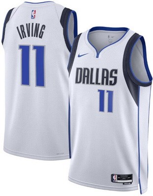 Men's Dallas Mavericks #11 Kyrie Irving White Heat Press Jersey