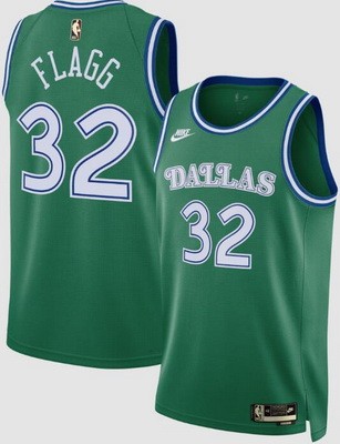 Men's Dallas Mavericks #32 Cooper Flagg Green Classic Heat Press Jersey