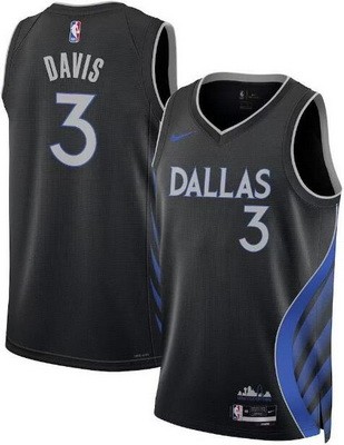Men's Dallas Mavericks #3 Anthony Davis Black 2025 City Heat Press Jersey