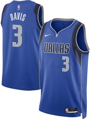 Men's Dallas Mavericks #3 Anthony Davis Blue Heat Press Jersey