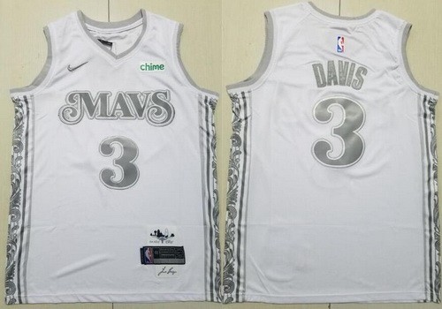 Men's Dallas Mavericks #3 Anthony Davis White 2024 City Sponsor Swingman Jersey