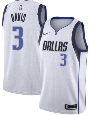 Men's Dallas Mavericks #3 Anthony Davis White Heat Press Jersey