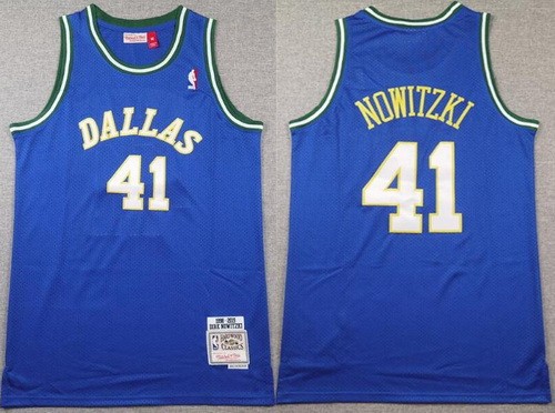 Men's Dallas Mavericks #41 Dirk Nowitzki Blue 1998 Throwback Swingman Jersey