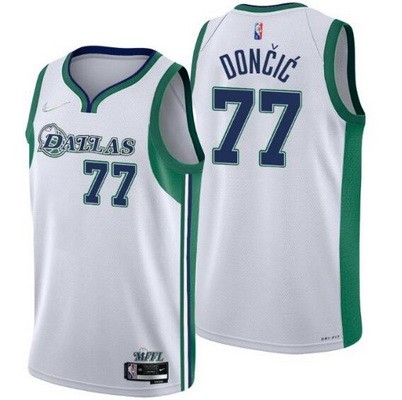 Men's Dallas Mavericks #77 Luka Doncic White 2022 City Diamond 75th Icon Hot Press Jersey