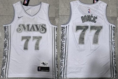 Men's Dallas Mavericks #77 Luka Doncic White 2024 City Swingman Jersey