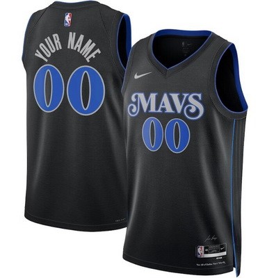 Men's Dallas Mavericks Custom Black 2023 City Icon Heat Press Jersey