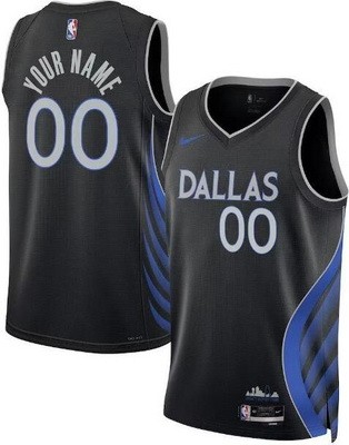 Men's Dallas Mavericks Custom Black 2025 City Heat Press Jersey
