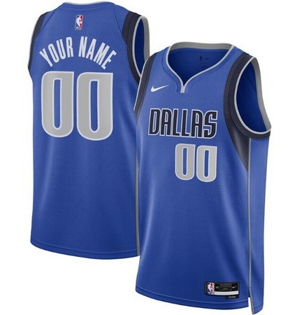 Men's Dallas Mavericks Custom Blue Icon Heat Press Jersey