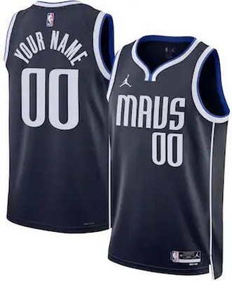 Men's Dallas Mavericks Custom Navy Statement Heat Press Jersey