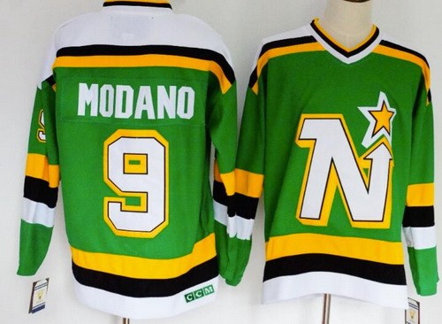 Men's Dallas Stars #9 Mike Modano Green Throwback Jersey