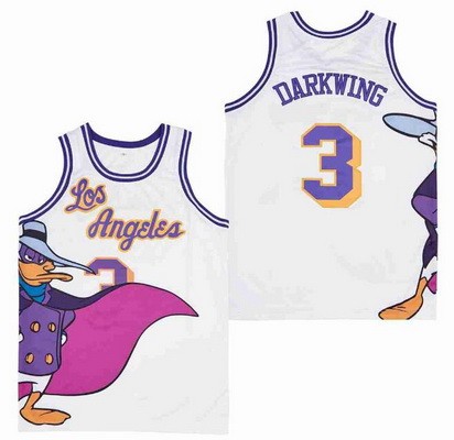 Men's Darkwing Duck #3 Darkwing White Basketball Jersey
