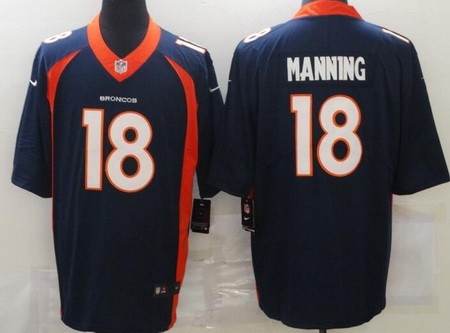 Men's Denver Broncos #18 Peyton Manning Limited Navy Vapor Untouchable Jersey