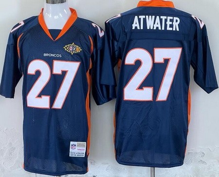 Men's Denver Broncos #27 Steve Atwater Navy Navy Super Bowl Throwback Jersey