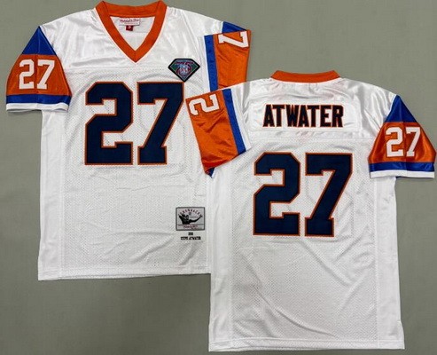 Men's Denver Broncos #27 Steve Atwater White 75th 1998 Throwback Jersey