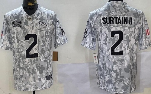 Men's Denver Broncos #2 Patrick Surtain II Limited Arctic Camo 2024 Salute to Service Jersey
