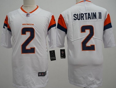 Men's Denver Broncos #2 Patrick Surtain II Limited White 2024 Vapor Jersey