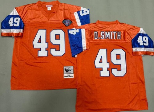 Men's Denver Broncos #49 Dennis Smith Orange 75th 1994 Throwback Jersey