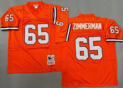 Men's Denver Broncos #65 Gary Zimmerman Orange Throwback Jersey