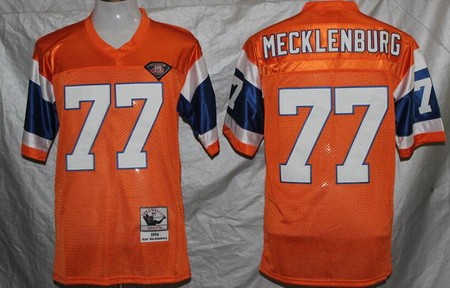 Men's Denver Broncos #77 Karl Mecklenburg Orange 1994 Throwback Jersey