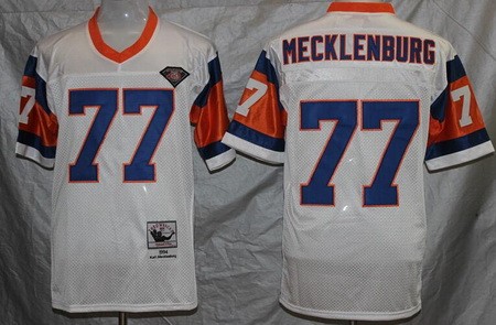 Men's Denver Broncos #77 Karl Mecklenburg White 1994 Throwback Jersey