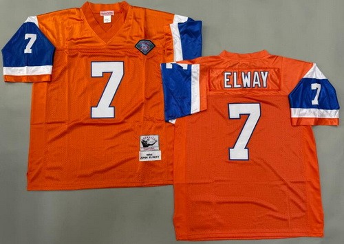Men's Denver Broncos #7 John Elway Orange 75th 1994 Throwback Jersey