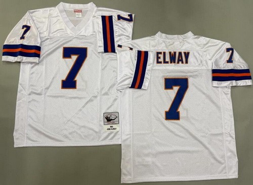 Men's Denver Broncos #7 John Elway White 1994 Throwback Jersey