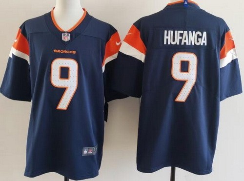 Men's Denver Broncos #9 Talanoa Hufanga Limited Navy Vapor Jersey