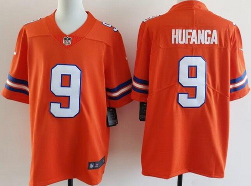 Men's Denver Broncos #9 Talanoa Hufanga Limited Orange Throwback Vapor Jersey
